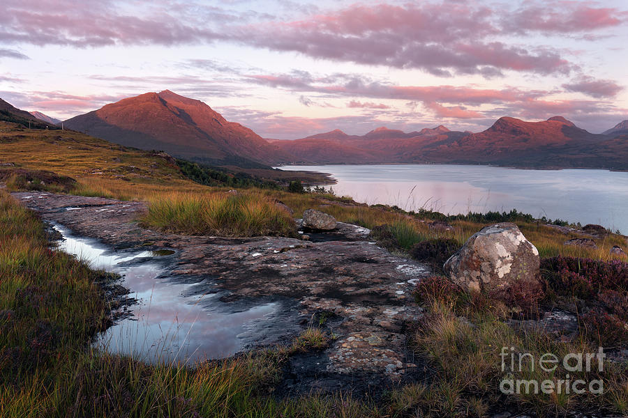 Liathach and South Torridon Hills Sunset Scotland. Photograph by Barbara Jones PhotosEcosse