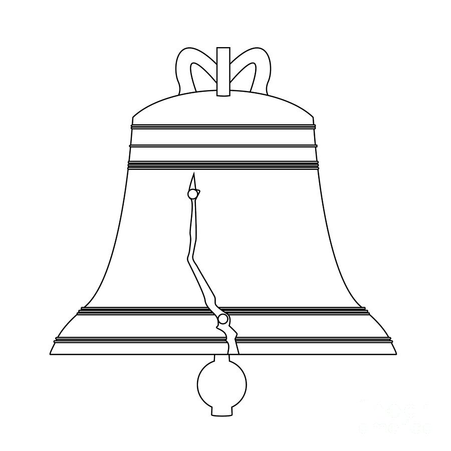 Liberty Bell Black Outline Drawing Digital Art by Bigalbaloo Stock ...