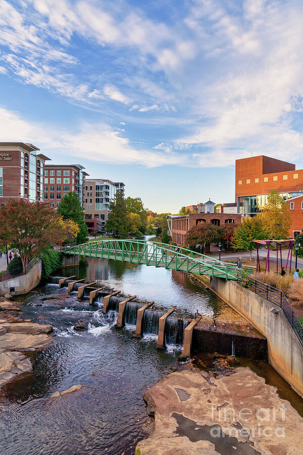 Liberty Bridge Over the Reedy River Vertical Photograph by Bee Creek ...