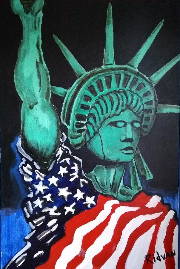 Liberty Green Painting by RIDVAN Hauzaree - Fine Art America