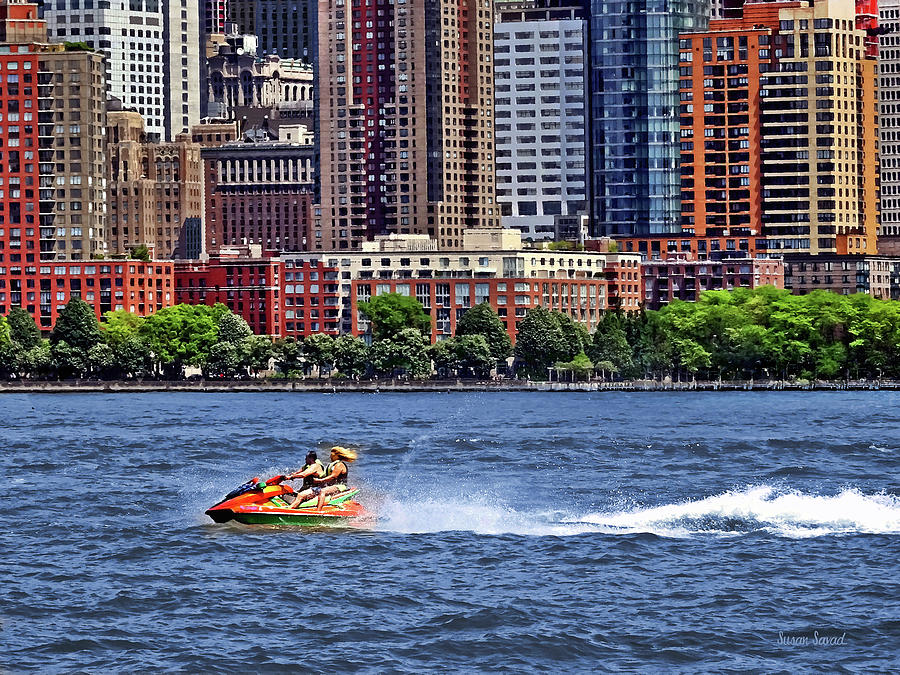 Liberty State Park - Jet Skiing in Morris Canal Basin Photograph by Susan Savad