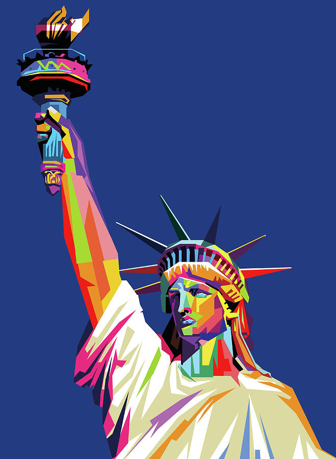 Liberty Statue Wpap Pop Art Digital Art