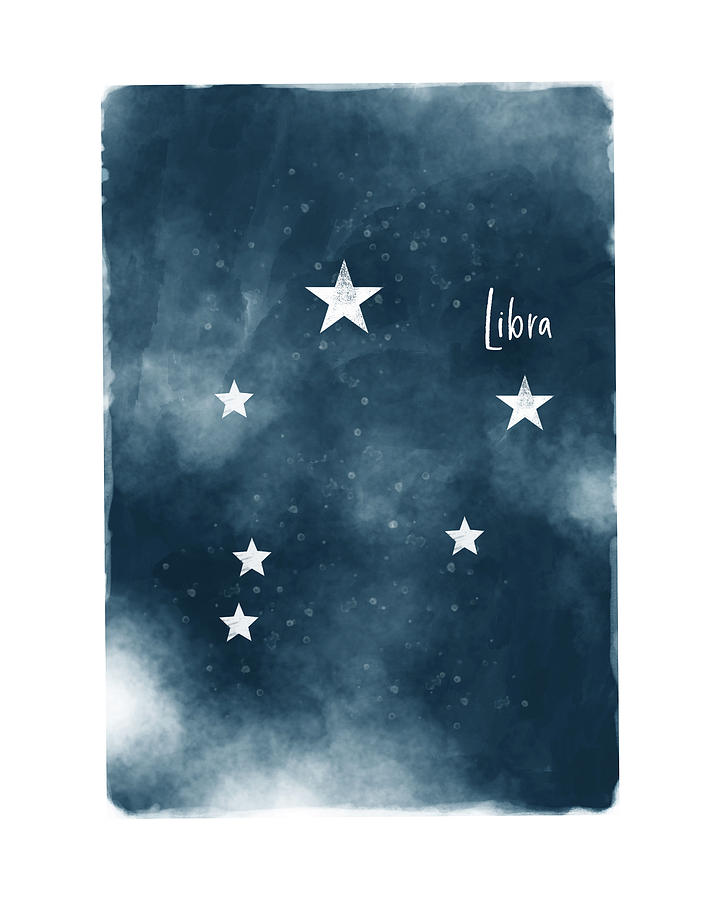 Libra Star Map- Art by Linda Woods Mixed Media by Linda Woods