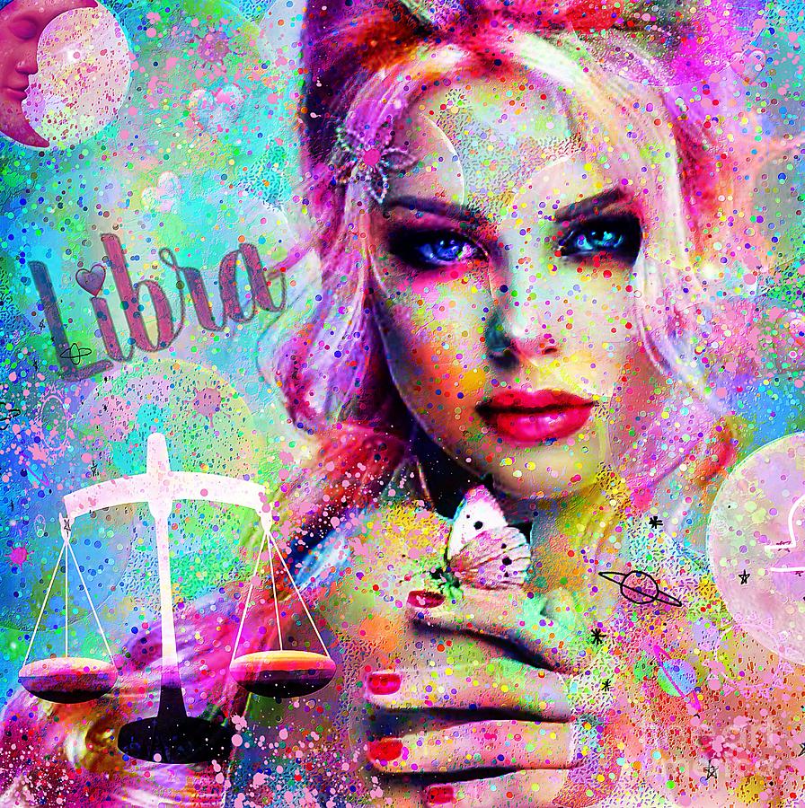 Libra Zodiac Art Mixed Media by Lauries Intuitive