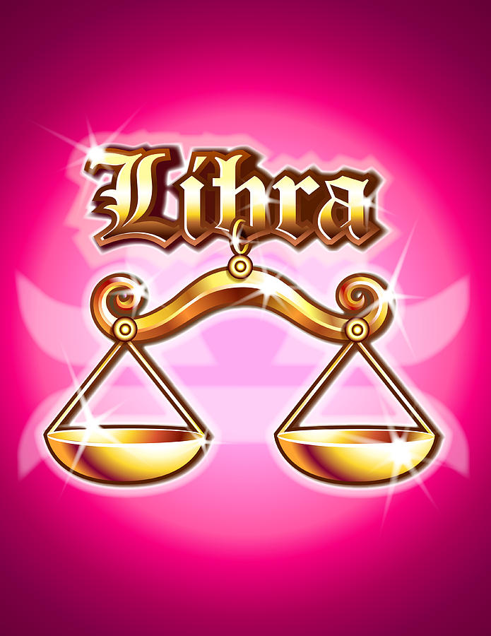 Libra zodiac Drawing by New Vision Technologies Inc