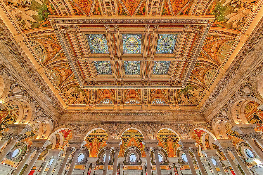 Library Of Congress Ceiling  Photograph by Susan Candelario