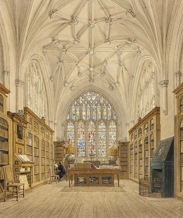 Library of Winchester College Drawing by Frederick MacKenzie
