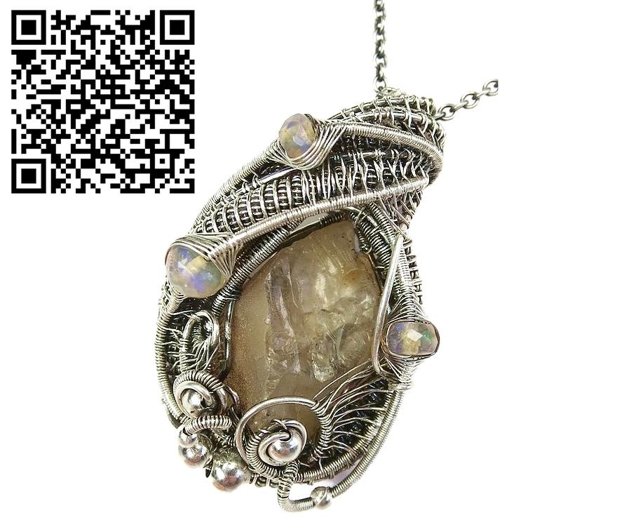 Libyan Desert Glass Pendant With Ethiopian Welo Opals Wire Wrap Jewelry By Heather Jordan Pixels 9552