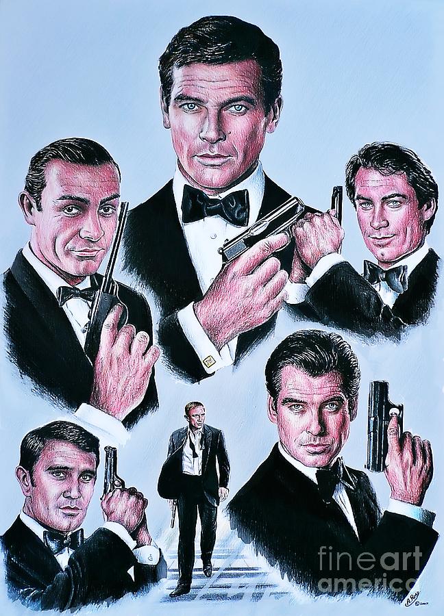 Sean Connery Drawing - Licence to Kill color 2 by Andrew Read