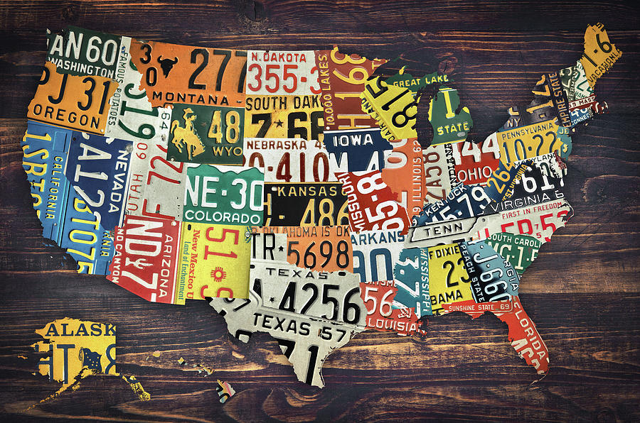 License Plate Map Of The United States Mixed Media By Zapista Design License Plate Map Of The United States Zapista Design