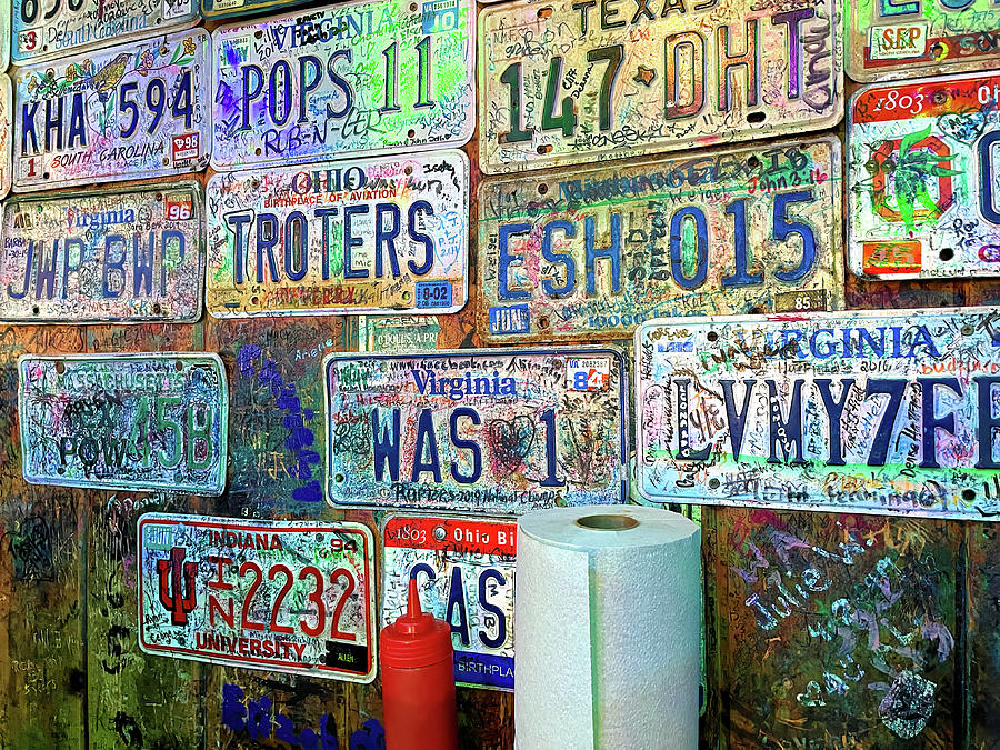License Plate Restaurant Graffiti Photograph by Bill Swartwout