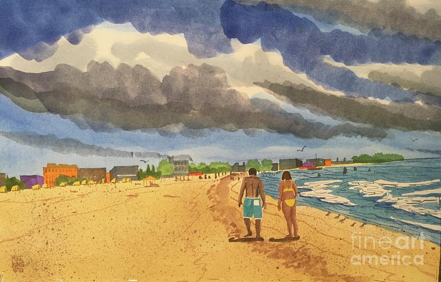 Lido Beach Walk About Painting by Mike King