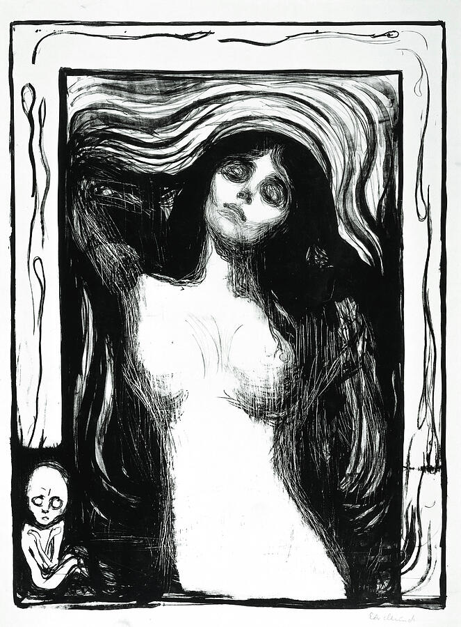 Madonna Drawing - Liebendes Weib. Madonna by Edvard Munch 1895 - 1902 by Orca Art Gallery