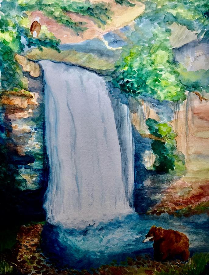 Life At The Waterfall Painting