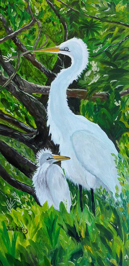 Life Goes On - White Egret Painting by Julie Brugh Riffey