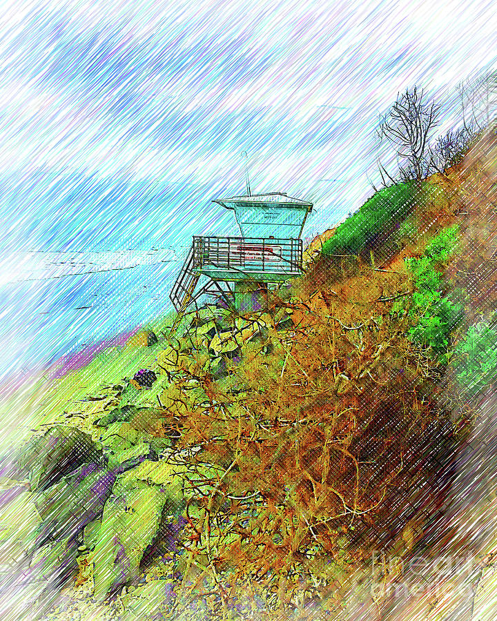 Life Guard Station Nestled By The Bluff Digital Art by Kirt Tisdale