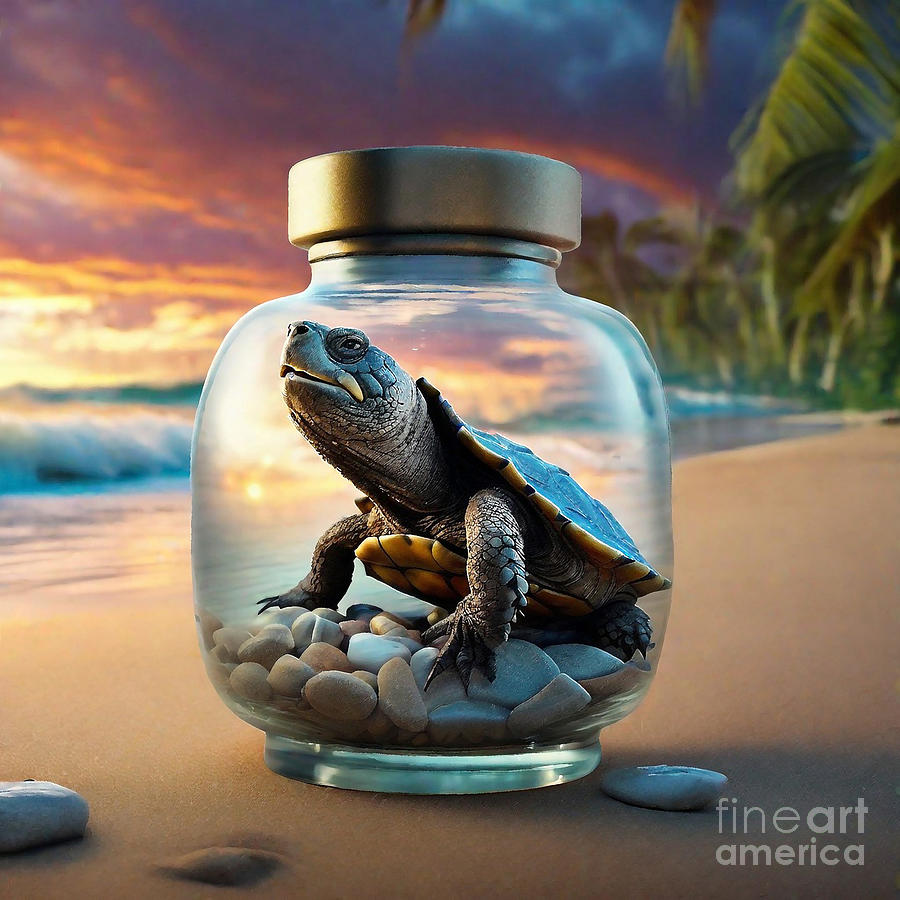 Life In A Jar 279 Snapping Turtle In Bottles Drawing