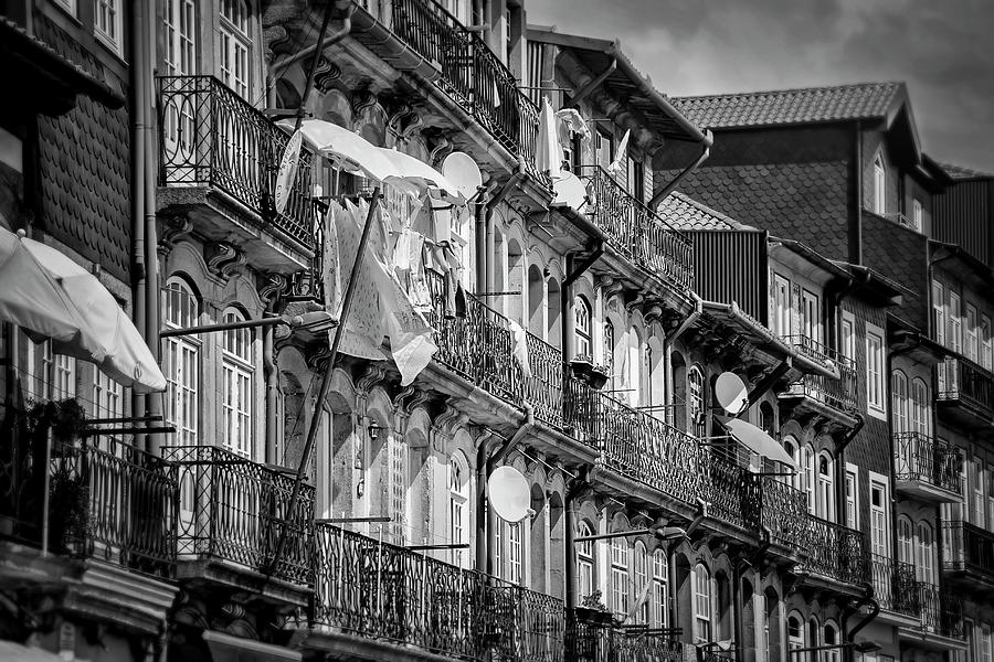 Life in Ribeira Porto Black and White Photograph by Carol Japp