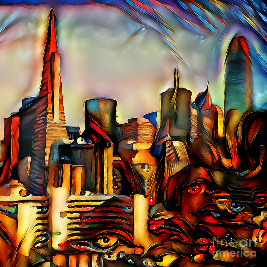 Life In San Francisco in Vibrant Surreal Abstract R1814 ddg006 20200421 square Photograph by Wingsdomain Art and Photography