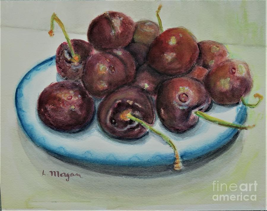 A Plate Of Cherries Painting