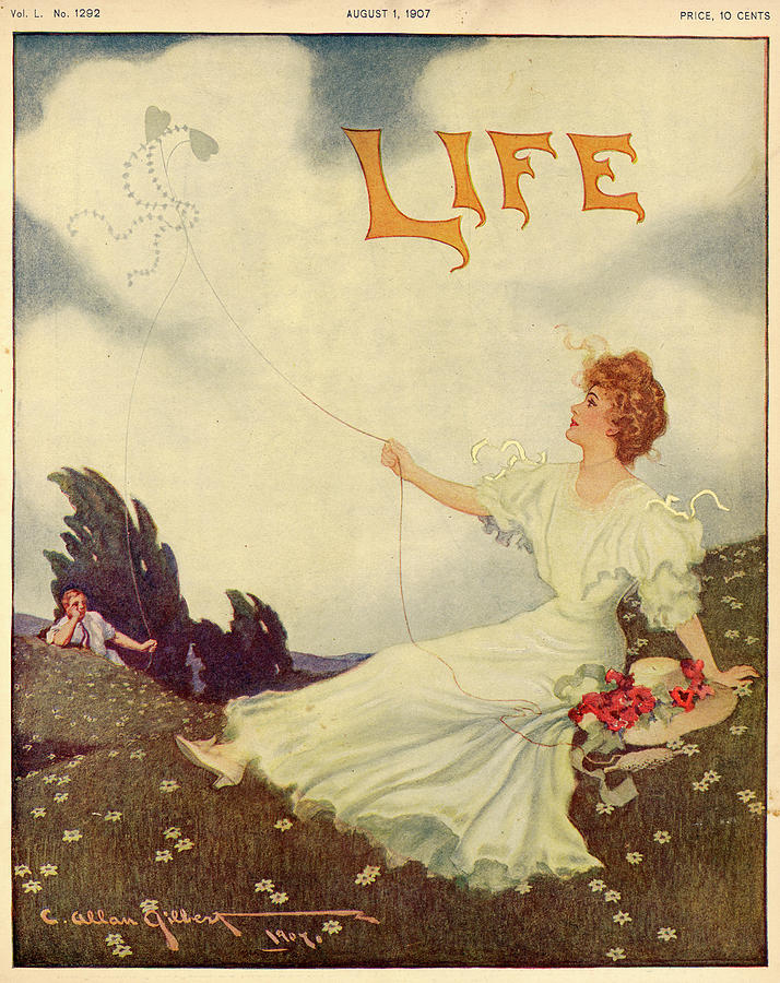 Life Magazine Cover, August 1, 1907 Mixed Media by C Allan Gilbert