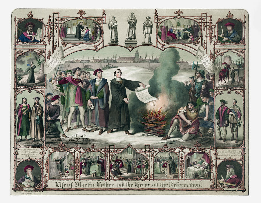 Life Of Martin Luther and The Heroes Of The Reformation - 1874 Drawing by War Is Hell Store