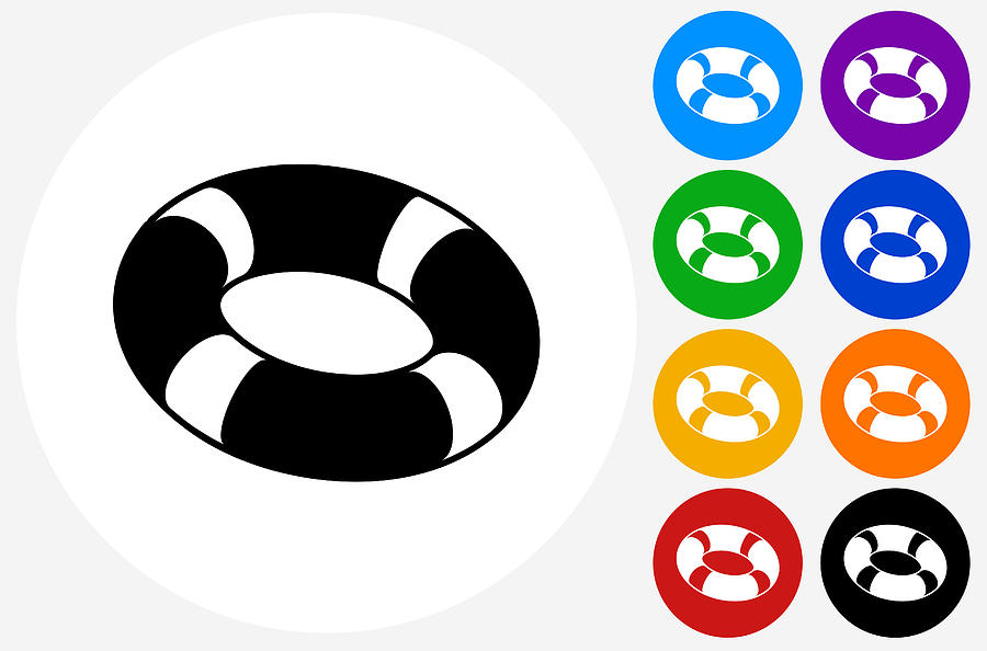 Life Saver Icon on Flat Color Circle Buttons Drawing by Alex Belomlinsky