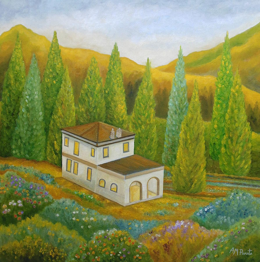 House In The Woods Painting by Angeles M Pomata