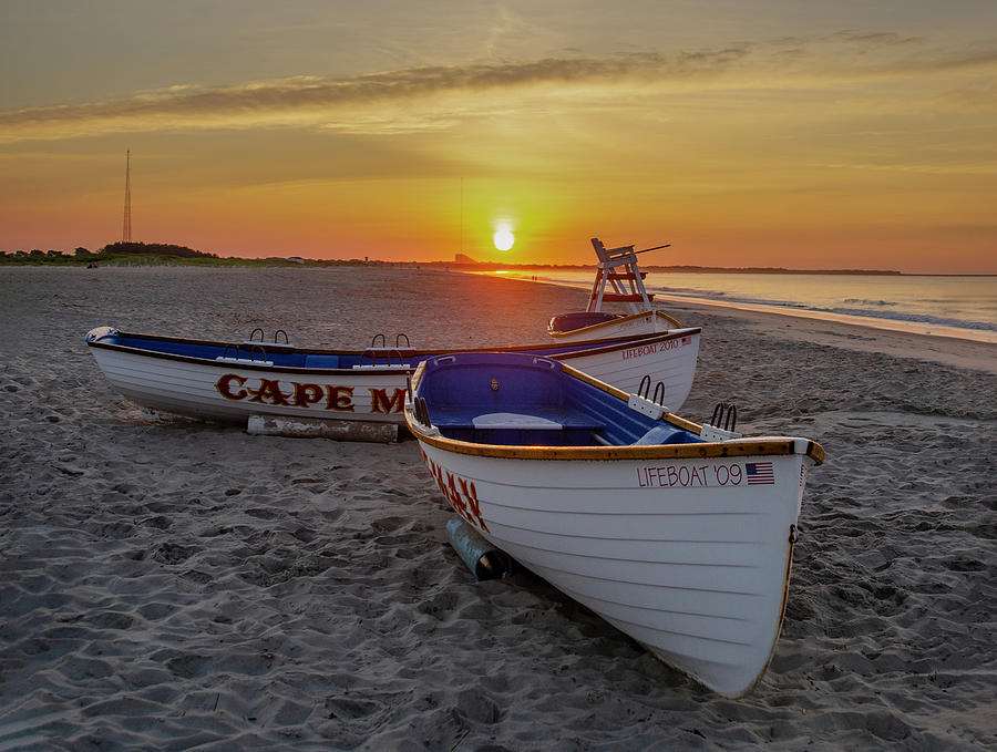 Lifeboats on the Beach - Cape May New Jersey  Photograph by Bill Cannon