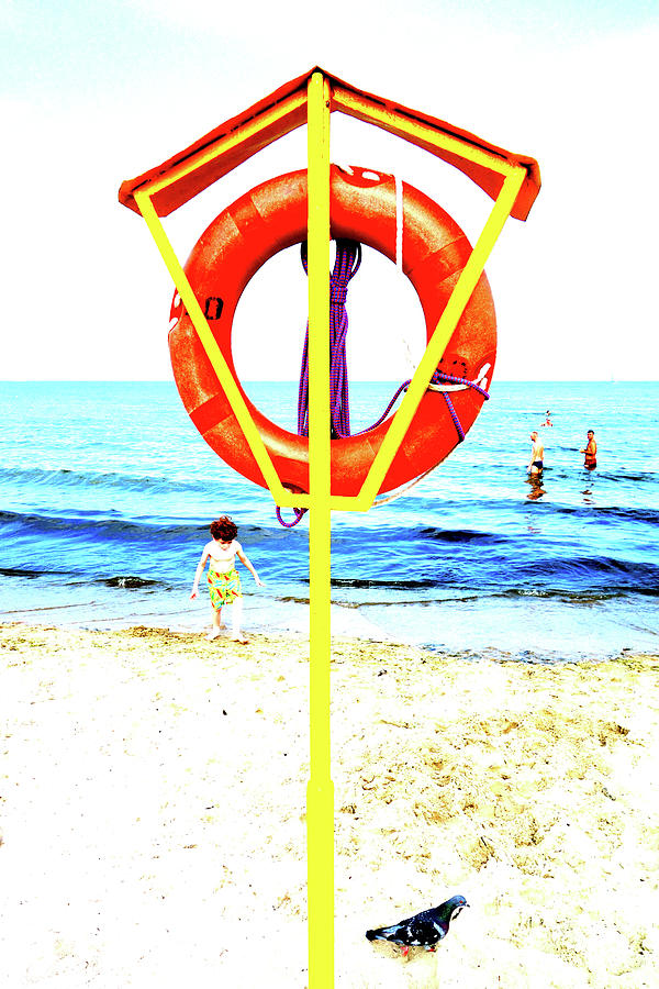 Lifebuoy At Beach In Sopot, Poland Photograph by John Siest