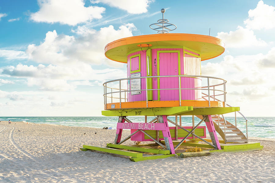 Lifeguard at sunrise on the Miami Beach, Florida, USA Photograph by ...