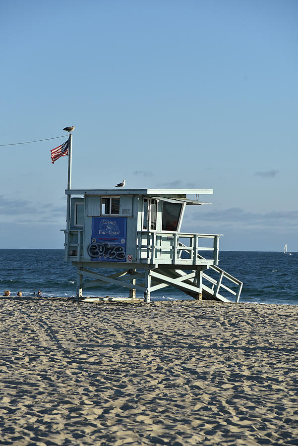 Lifeguard hut on the beach seascape Photograph by Mark Stout