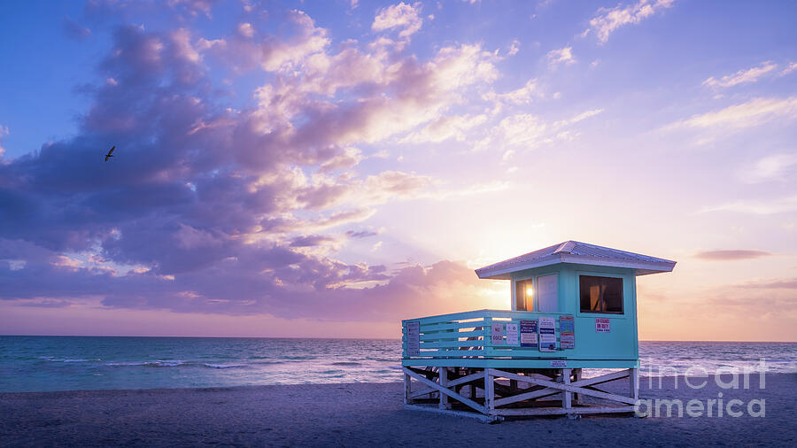 Lifeguard Stand Capturing the Sun, Venice Beach, Florida Photograph by Liesl Walsh