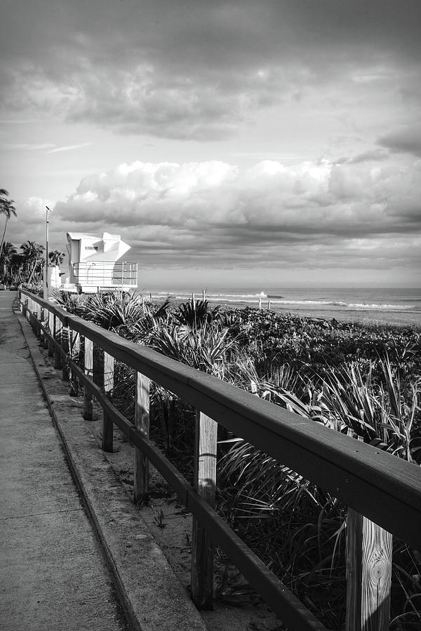 Lifeguard Stand in the Sunshine in Black and White  Photograph by Debra and Dave Vanderlaan
