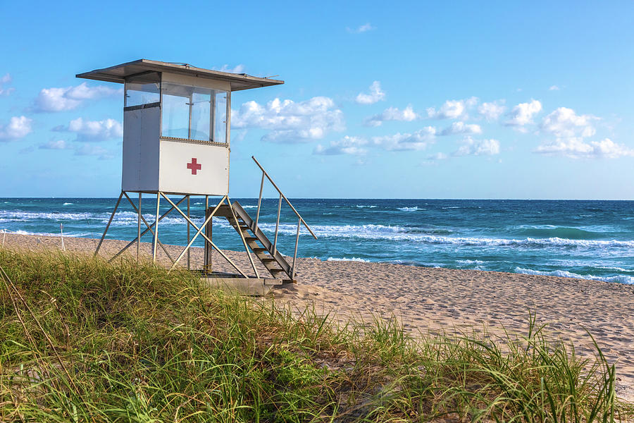 Lifeguard Stand on a Beautiful Morning Photograph by Debra and Dave Vanderlaan
