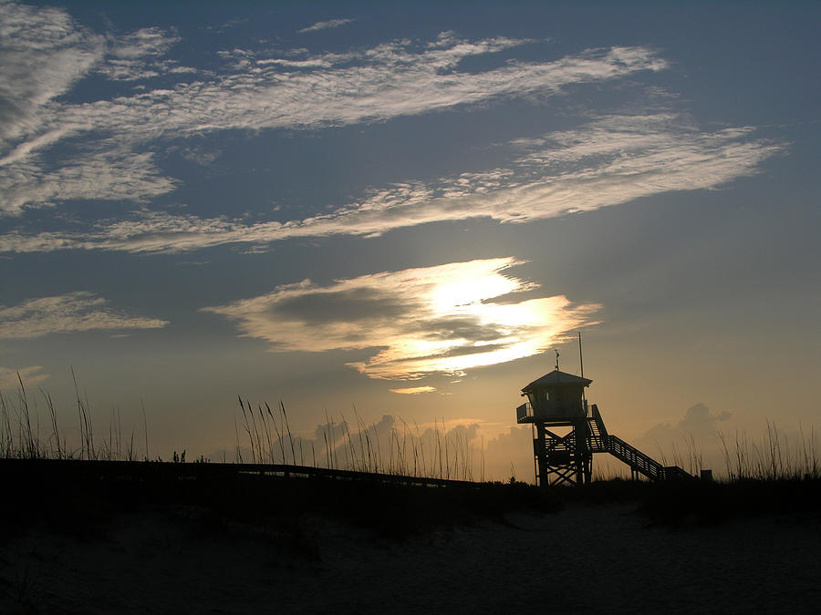 Lifeguard tower at dawn Photograph by Julianne Felton