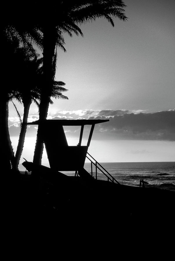 Black And White Photograph - Lifeguard Tower Shadows. by Sean Davey