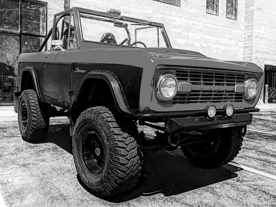 Lifted 1968 Ford Bronco Front Bw Photograph by DK Digital | Pixels