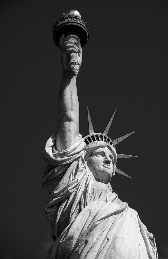 Lifting The Lamp Of Liberty, Black and White Photograph by Marcy Wielfaert