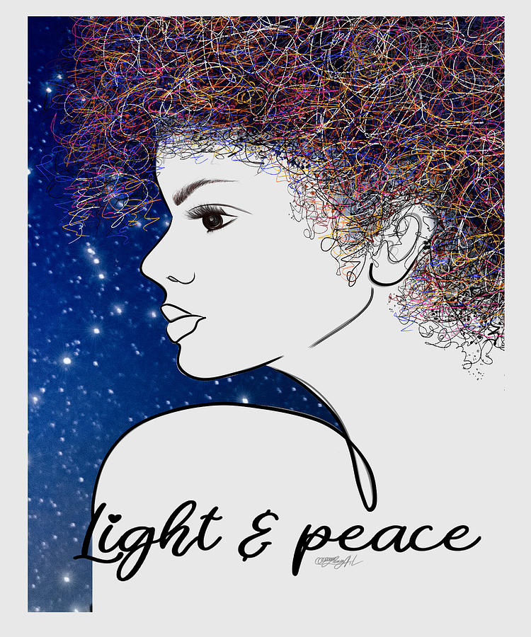 Light and Peace Girl Line Drawing Digital Art by Lena Owens - OLena Art Vibrant Palette Knife and Graphic Design