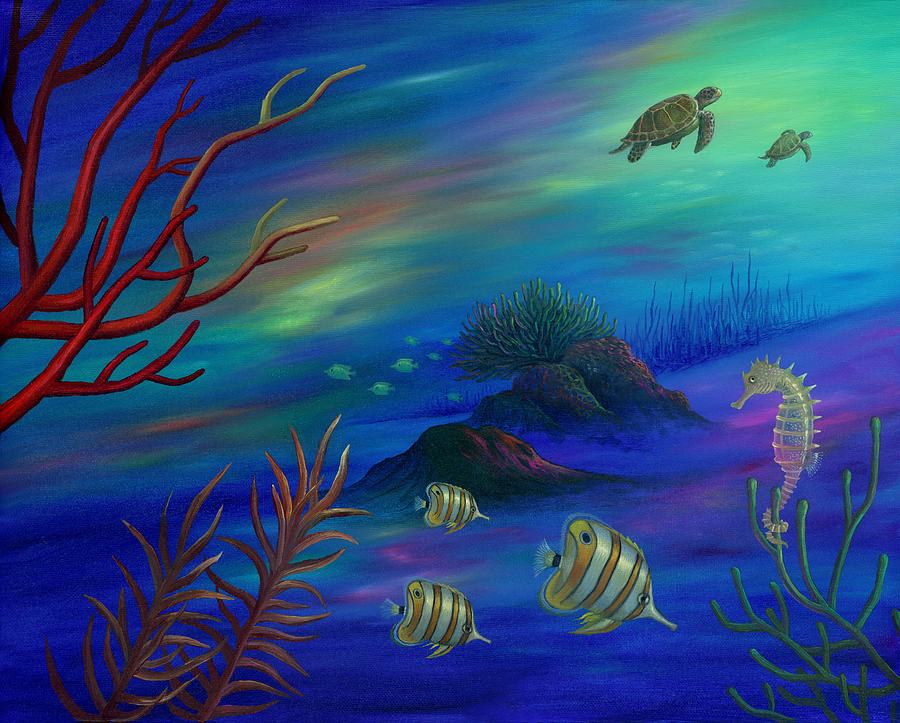 Turtle Painting - Light at the End of the Sea by B K Lusk