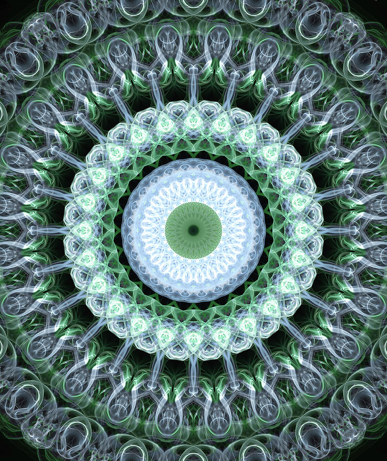 Light blue and green mandala Digital Art by Jaroslaw Blaminsky