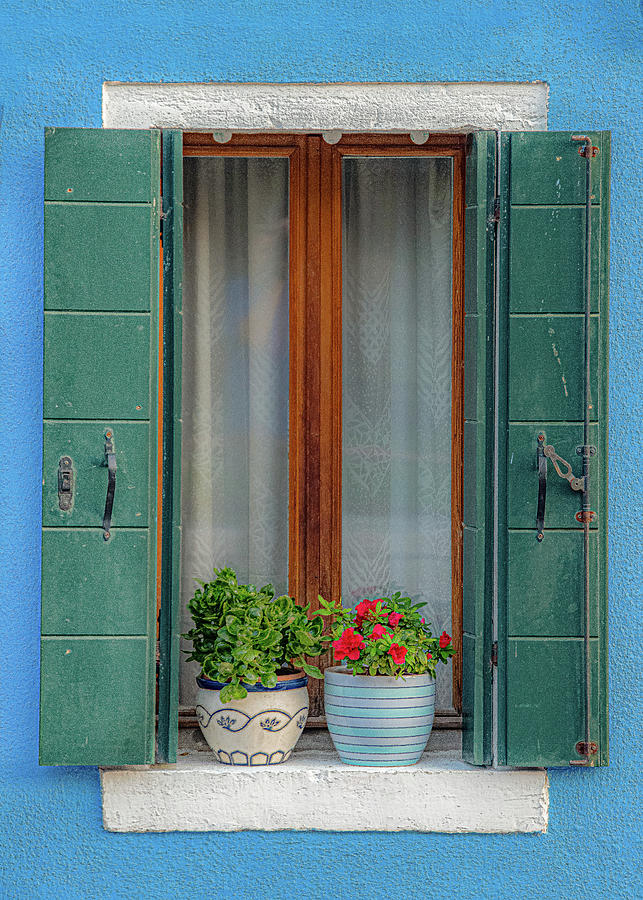 Light Blue Burano Window Photograph by David Downs