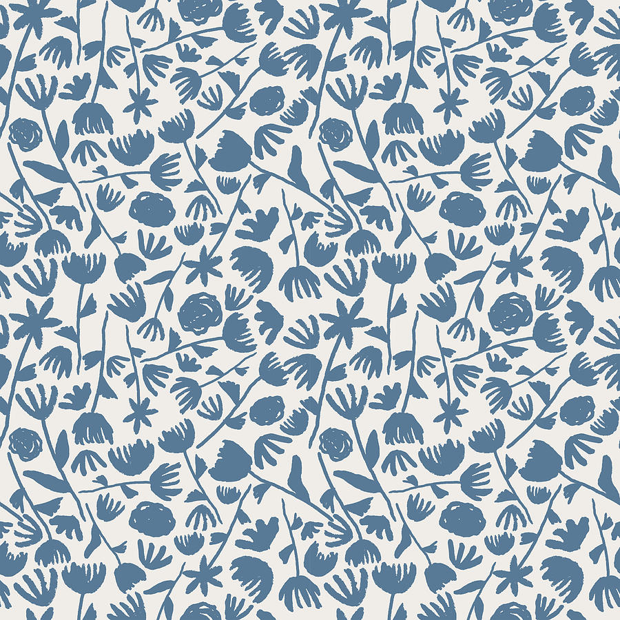 Light Blue Floral Pattern Digital Art by Lauren Ullrich - Pixels