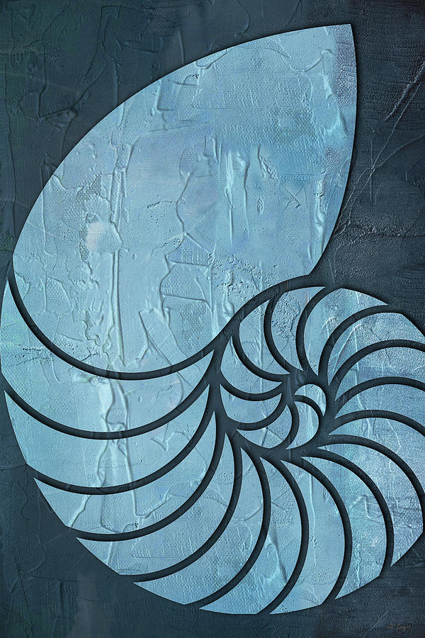 Light Blue Nautilus Shell Art Painting by Sharon Cummings