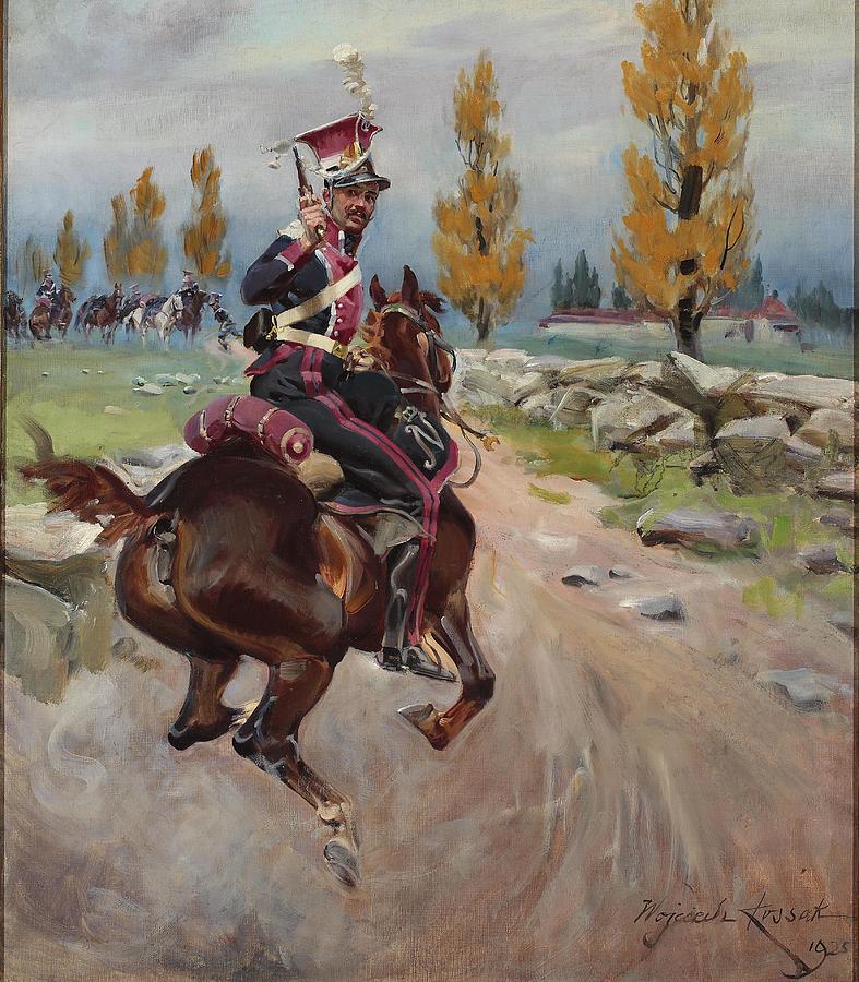 Light cavalryman on reconnaissance Painting by Wojciech Kossak | Pixels