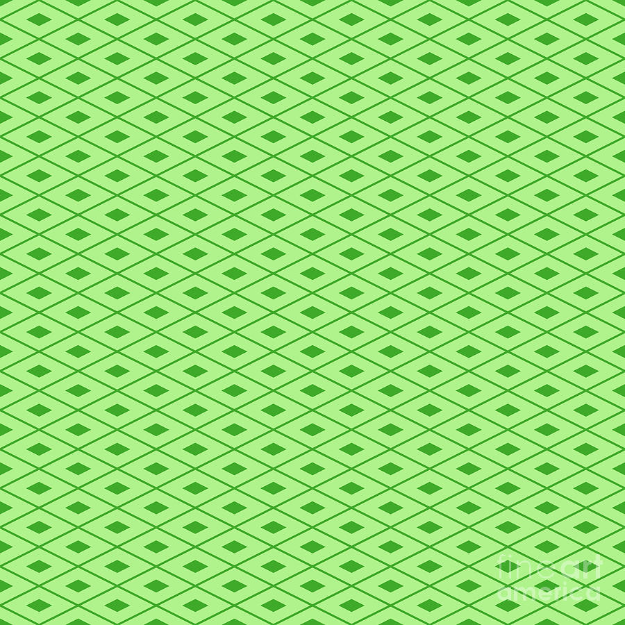 Light Diamond Grid With Center Inset Pattern In Light Apple And Grass Green N.2158 Painting