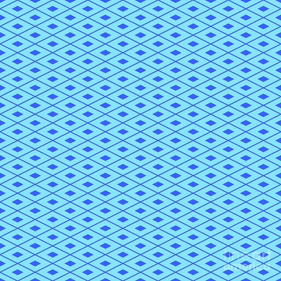 Light Diamond Grid With Filled Center Inset Pattern In Day Sky And Azul Blue N.2239 Painting
