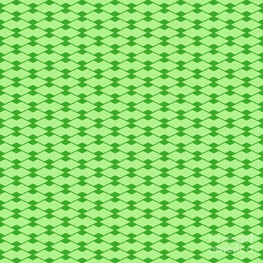 Light Diamond Grid With Filled Inset Pattern In Light Apple And Grass Green N.2002 Painting