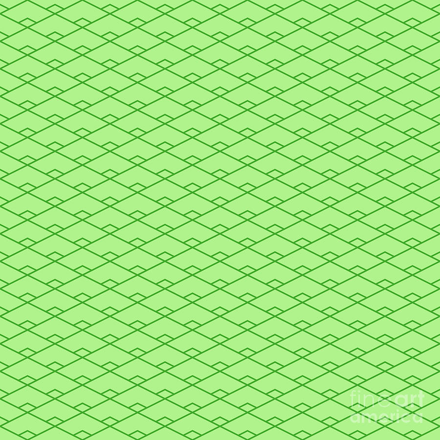 Light Diamond Grid With Inset Pattern In Light Apple And Grass Green N.1842 Painting